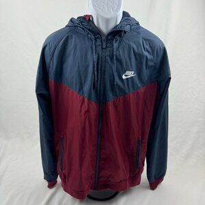 Nike Windbreaker Women's  Running Rain Jacket Hooded Size L Full Zip Red